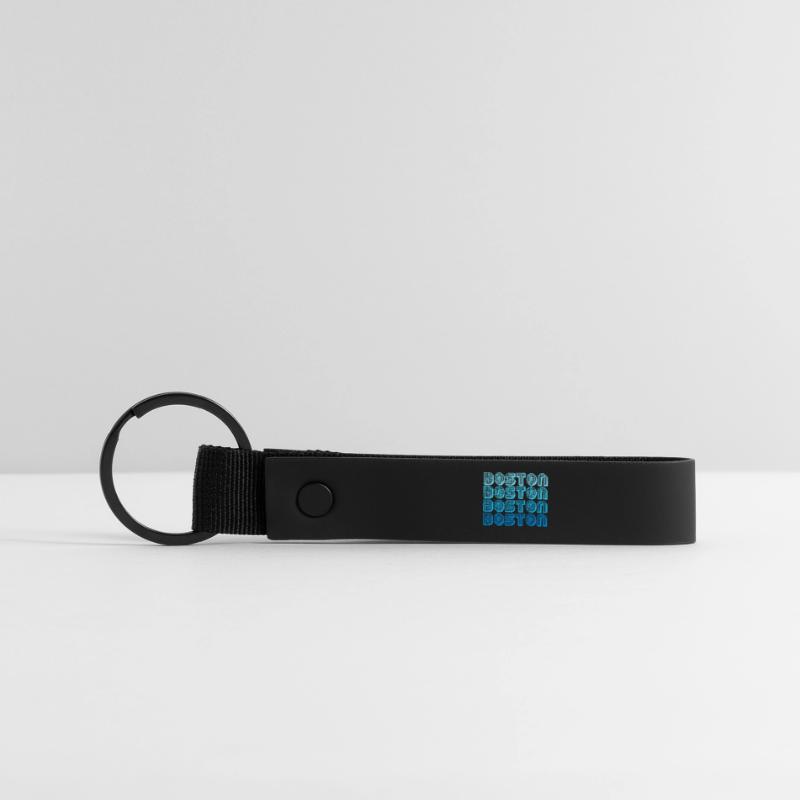 Boston Repeat Pattern Blue Gradient Matte Pu Keyring