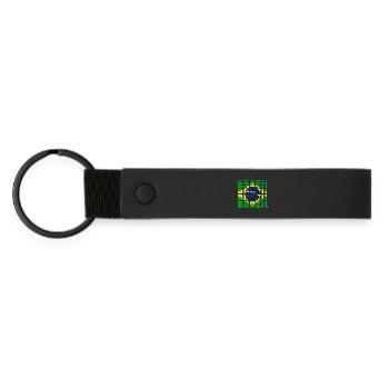 Brazil Flag Typo Mosaic - Matte Pu Keyring - black - Front