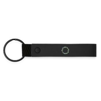 winter wreath of eucalyptus and fir branches - Matte Pu Keyring - black - Front