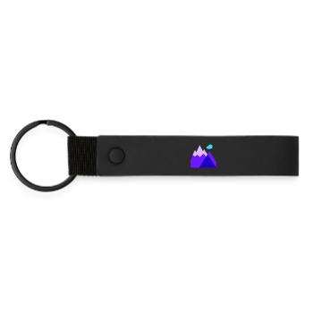 Mountain, Skiing, Downhill Skiing - Matte Pu Keyring - black - Front
