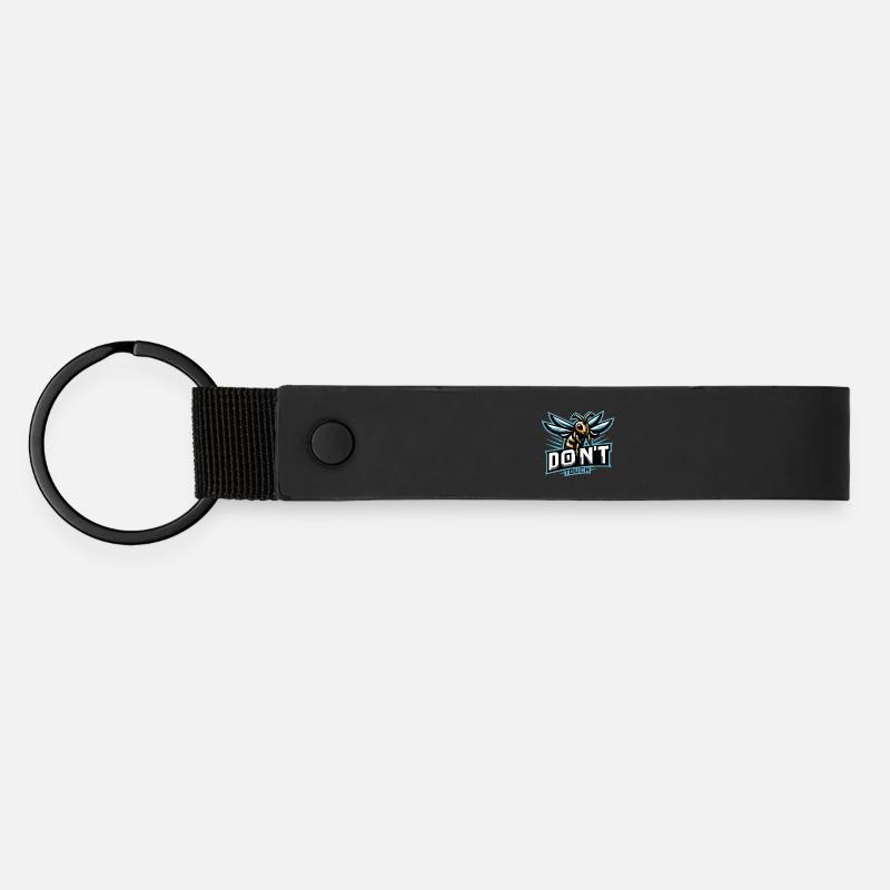 Gaming Logo Aggressive Bee Don't Touch - Matte Pu Keyring - black