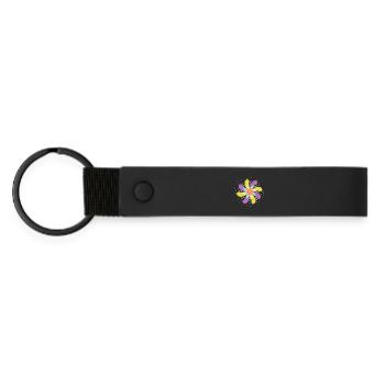 Fleur Psychédélique Colorée - Porte-clés en PU mat - noir - Devant