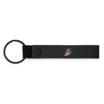 Patriotisches Waschbär-Feuerwerk - Matte PU Schlüsselanhänger - Schwarz - Vorne