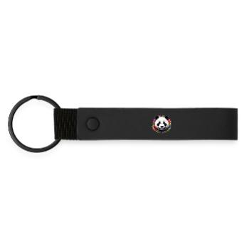 Panda - Matte PU Schlüsselanhänger - Schwarz - Vorne