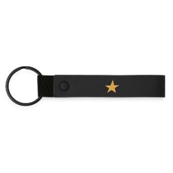 Golden Star Expression Design - Matte Pu Keyring - black - Front
