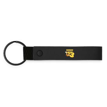 Bee Kids 3rd Birthday Children's Birthday Party - Matte Pu Keyring - black - Front