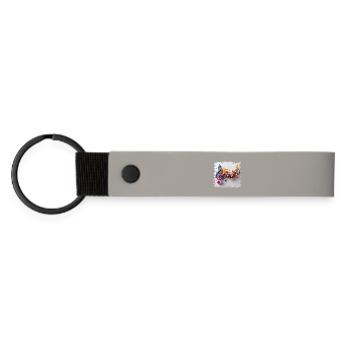 Colorful Musical Notes Art Motif - Matte Pu Keyring - light grey - Front