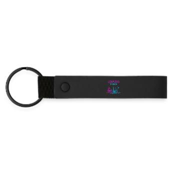 Leipzig Neon Vibes - Matte PU Schlüsselanhänger - Schwarz - Vorne