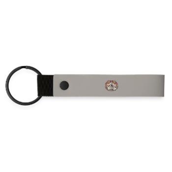 Mexikanischer Schädel Dia de los Muertos Calavera - Matte PU Schlüsselanhänger - Hellgrau - Vorne