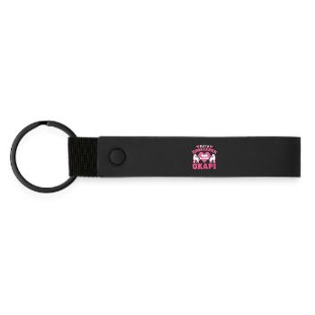 Zookeeper Who Loves Okapi - Matte Pu Keyring - black - Front