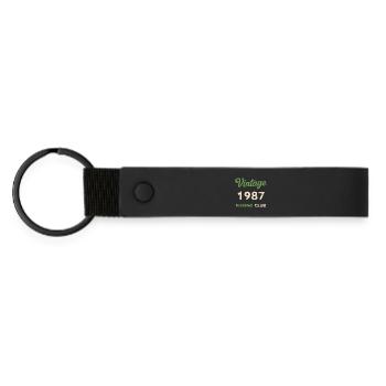 Vintage 1987 – Fishing Club Retro Birth Year - Matte Pu Keyring - black - Front