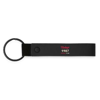 Vintage 1987 – Boxing Club Retro Geburtsjahr - Matte PU Schlüsselanhänger - Schwarz - Vorne