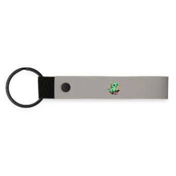 Kleiner Drachen Skateboarder - Matte PU Schlüsselanhänger - Hellgrau - Vorne