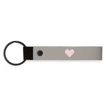 Cœur Rose Pixel - Porte-clés en PU mat - gris clair - Devant