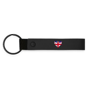 Heart Flag Great Britain - Matte Pu Keyring - black - Front