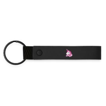 Licorne rose avec couronne de fleurs - Porte-clés en PU mat - noir - Devant