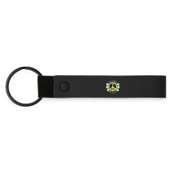 Pick Flowers Not Fights Blumen Frieden Lustig Logo - Matte PU Schlüsselanhänger - Schwarz - Vorne