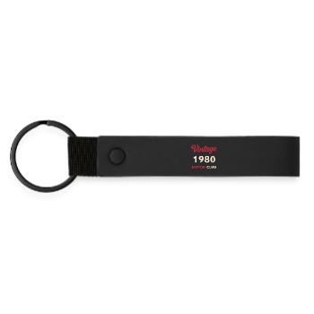 Cadeau vintage de l’année de naissance rétro du Motor Club des années 1980 - Porte-clés en PU mat - noir - Devant