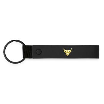 Geometric Gold Bull Head - Matte Pu Keyring - black - Front
