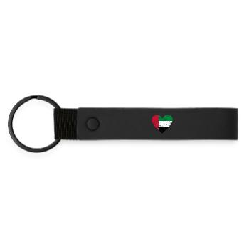 UAE Heart - Matte PU Schlüsselanhänger - Schwarz - Vorne