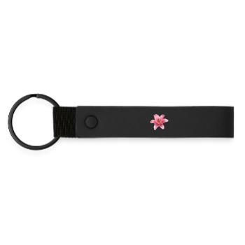 Lily Flower - lily - Matte Pu Keyring - black - Front