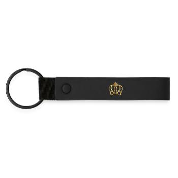 Crown Crowns King Queen JGA Wedding Bride Bräu - Matte Pu Keyring - black - Front