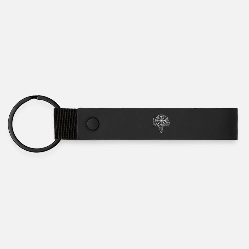 Vegvisir skull, Viking compass - Matte Pu Keyring - black