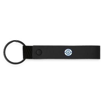 Israel Circle with National Flag Gift - Matte Pu Keyring - black - Front