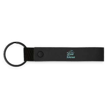 Klasse Geschenk für Line Dancer: Motto "Line Dance - Matte PU Schlüsselanhänger - Schwarz - Vorne