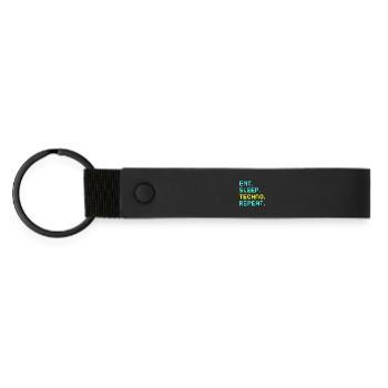 Eat. Sleep. Techno. Repeat. - Matte PU Schlüsselanhänger - Schwarz - Vorne