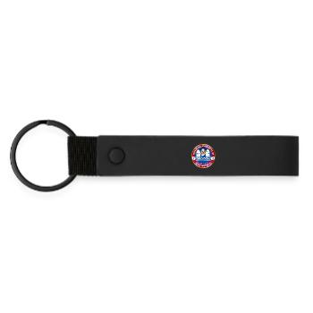 Scrooge Past Present Future Badge - Matte Pu Keyring - black - Front