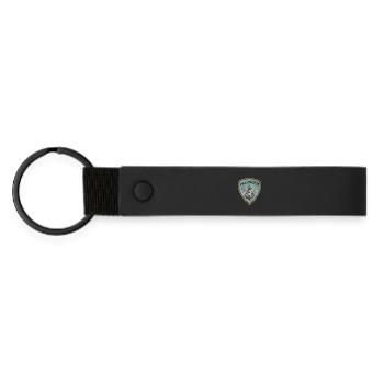 Pellworm Wappen Leuchtturm Design - Matte PU Schlüsselanhänger - Schwarz - Vorne