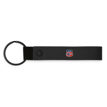Tromsø Norwegen Wappen Flaggen Design - Matte PU Schlüsselanhänger - Schwarz - Vorne