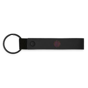 Mandala lumineux aux couleurs néon - Porte-clés en PU mat - noir - Devant