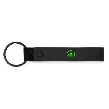 Hinterthal Alpen Neon Logo - Matte PU Schlüsselanhänger - Schwarz - Vorne