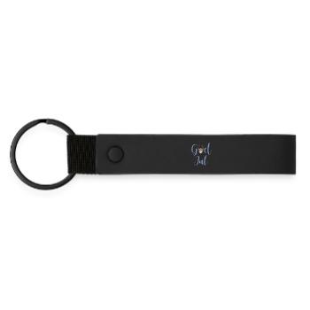 GodJul grau Xmas Weihnachten schwedisch Hirsch - Matte PU Schlüsselanhänger - Schwarz - Vorne