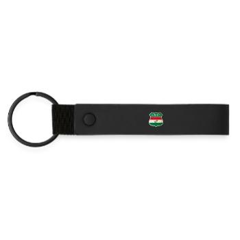 Ungarn Wappen Flaggen Design - Matte PU Schlüsselanhänger - Schwarz - Vorne