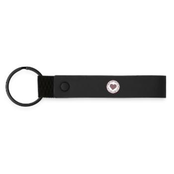 Nostalgia cake tip label in dusky pink with heart - Matte Pu Keyring - black - Front