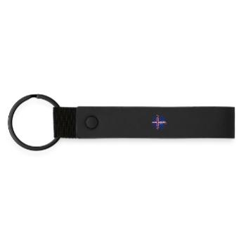 Drapeau de l’Islande grunge, fierté islandaise - Porte-clés en PU mat - noir - Devant