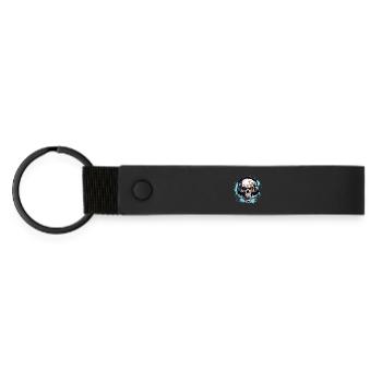 Gamer Skull Headset Game Gaming Game Console - Matte Pu Keyring - black - Front