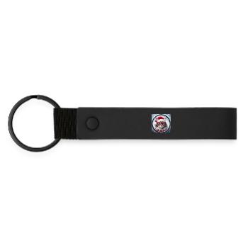 Maine Coon Cat as Santa Claus - Matte Pu Keyring - black - Front