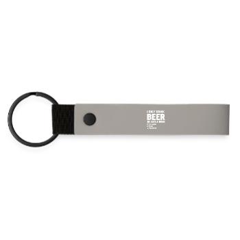 Bold Beer Loving Quote Tee - Matte Pu Keyring - light grey - Front