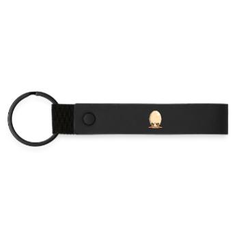 Funny Chicken Egg - Chicken Coop Cartoon - Matte Pu Keyring - black - Front