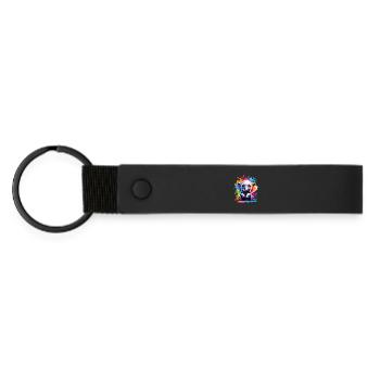 Éléphant Coloré - Bébé Éléphant Coloré - Porte-clés en PU mat - noir - Devant