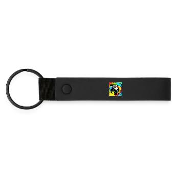 Perroquet Pop Art - Porte-clés en PU mat - noir - Devant