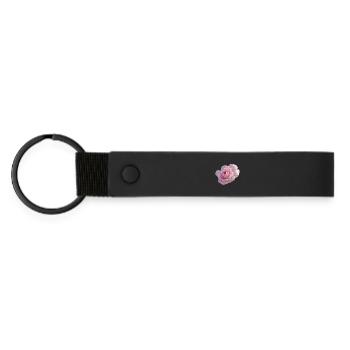 Rose Pink - Matte PU Schlüsselanhänger - Schwarz - Vorne