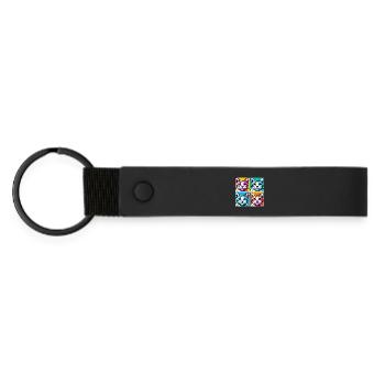 Chat Pop Art - Porte-clés en PU mat - noir - Devant