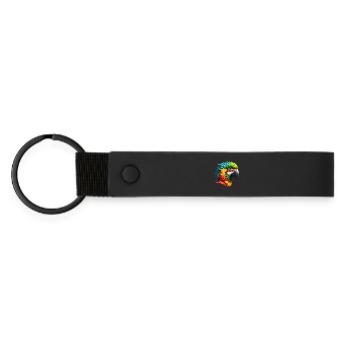 Papagei - Matte PU Schlüsselanhänger - Schwarz - Vorne