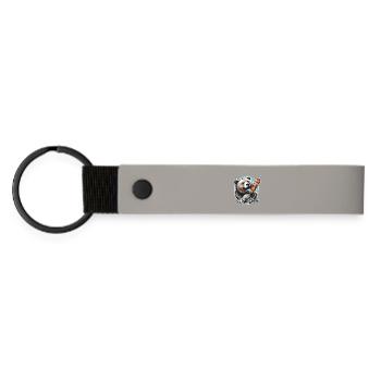 Schaschlik Fleischspieß Bär Geschenk - Matte PU Schlüsselanhänger - Hellgrau - Vorne