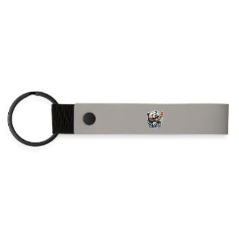 Brochette de viande Shashlik ours cadeau russe - Porte-clés en PU mat - gris clair - Devant